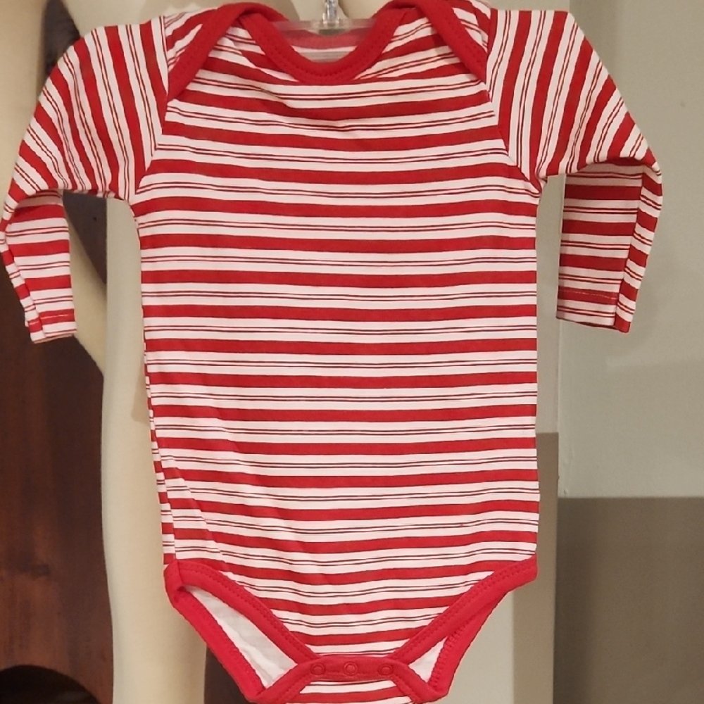 Striped Red and White Kids Bodysuit